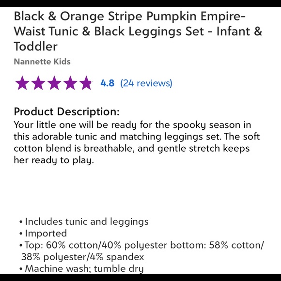 SALE Black & White Striped Pumpkin Tunic & legging - Picture 2 of 2